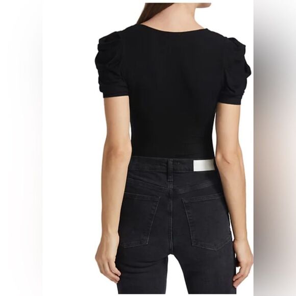 FREE People So Fresh Puff Sleeve Bodysuit In Black - Picture 3 of 4